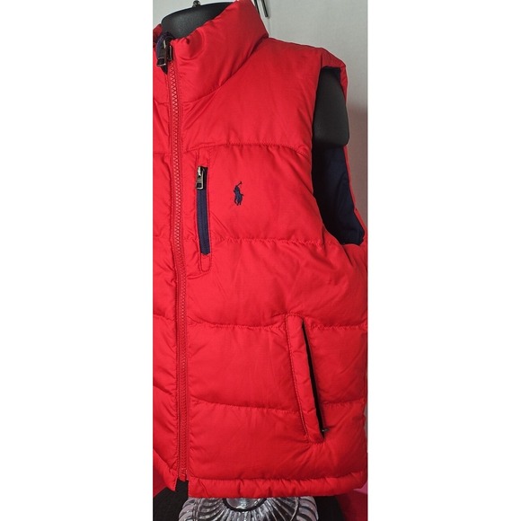 Boy's Polo Ralph Lauren‎ Red Blue Reversible Puffer Vest 75% Grey Duck Down Sz 6 - Picture 6 of 16